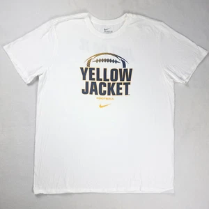 Nike Georgia Tech Yellow Jackets Football T-Shirt Men's XL White Double Sided - Picture 1 of 7