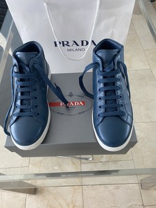 PRADA Leather Upper Blue Casual Shoes 