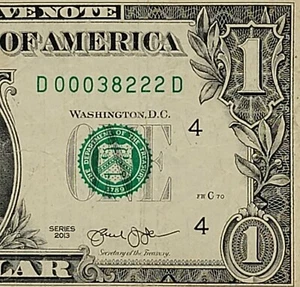 Buchanan TN codice postale 38222 fantasia numero di serie banconota da un dollaro D00038222D 2013 - Foto 1 di 8