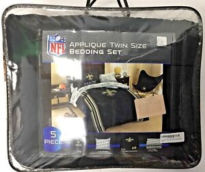 New Orleans Saints Applique Bed in a Bag Set Bedding Shams Nfl 5 Piece Twin Size