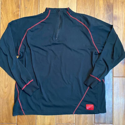 Red Wing 衬衫长袖男式 XL 码黑色和红色四分之一拉链工作衬衫 — 第 1/4 张图片