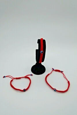 muy buena oferta pack de 3 pulseras macramé con ojos azules ajustables  Foto 1 de 4