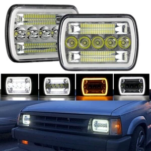 For Jeep Cherokee XJ Wrangler YJ 7x6'' 5x7" Chrome LED Headlight Hi-Lo DRL Turn - Picture 1 of 12
