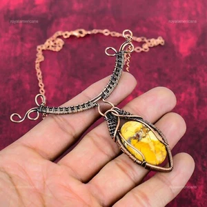 Mothers day Deal Brecciated Mookaite Gemstone Copper Chain Wire Wrapped Necklace - Picture 1 of 6