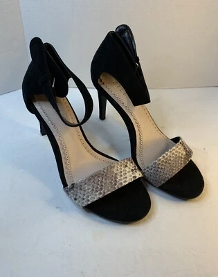 G.I.L.I Women 9.5 Dress Pump Sandal Shoes High Heel Lizard Black Gladiator Ankle - Image 1 of 4