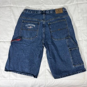 Vintage US Polo Assn Jorts Jean Shorts Size 36 Blue Baggy Skater Grunge Y2K - Picture 1 of 12