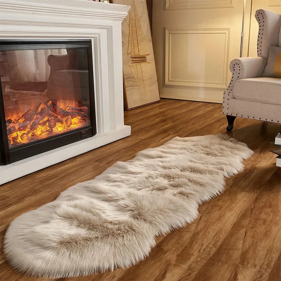 Imitation Sheepskin Carpet Fluffy Plush Rugs Bedroom Carpet Faux Wool Carpet - Image 1 of 4