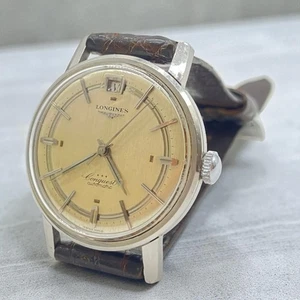 LONGINES Conquest Automatikaufzug Gold rundes Zifferblatt wasserdicht Lederband Herren - Bild 1 von 13