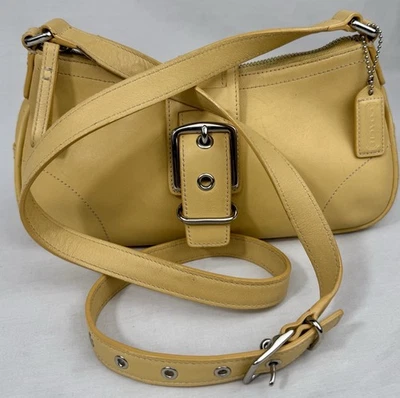 😎😎😎DE COLECCIÓN COACH AMARILLO Hamptons CUERO Hebilla Hombro Bandolera Hobo Bolso 7540 Foto 1 de 4