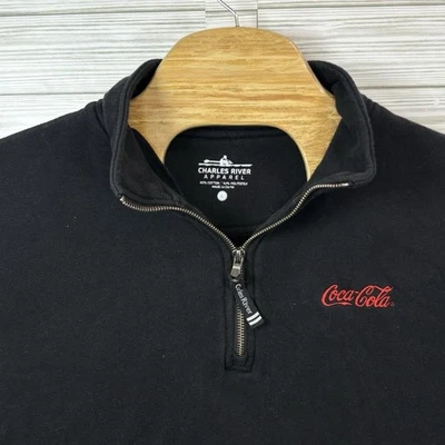 Pullover negro Charles River Coca Cola Official Company para hombre 1/4 cremallera talla Lg Foto 1 de 4