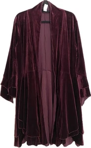 The Pyramid Collection dunkelrote Samt-Stufenjacke vorne offen drapiert XL - Bild 1 von 7