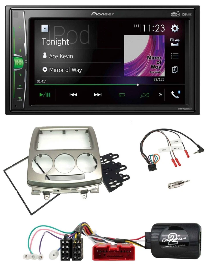 Pioneer 2DIN Lenkrad DAB USB Bluetooth Autoradio für Mazda 5 CR 2005-2010 silber - Bild 1 von 4
