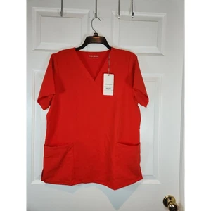 NEW Women's sz L Red Short Sleeved Scrub Top Shirt by Mandala - Picture 1 of 10
