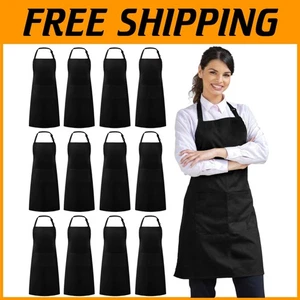 100% Cotton Bib Apron Set, Adjustable Neck Strap - Picture 1 of 9