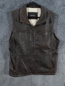 Lakeland Jacket Mens 44 Brown Leather Gilet Utility Fishing Chore Shooting Hunt - Picture 1 of 11