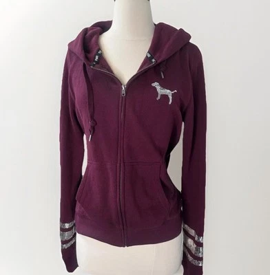 Victoria's Secret PINK Sequin Bling Full Zip Hoodie Sweatshirt Size Medium Y2K - Image 1 of 4