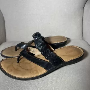 Geborene Damen-Sandalen 9 schwarze bequeme Leder-Slipper Riemchen-Pantoletten geflochten - Bild 1 von 13