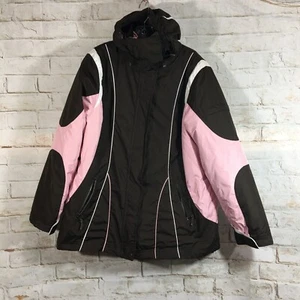 SJB Active schwerer Winter Skimantel herausnehmbares Futter Gr. XL braun rosa Kapuze - Bild 1 von 15