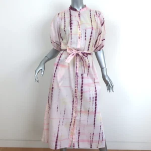 Vanessa Bruno Puff Sleeve Midi Dress Tanja Tie Dye Cotton Size 36 - Picture 1 of 8