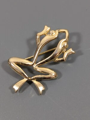 Broche de Rana Vintage Tono Dorado Estilo Silueta Clásico Retro Foto 1 de 4