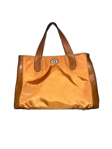 Bogner Orange And Brown Leather Nylon Canvas Handbag Purse Unused - Picture 1 of 8