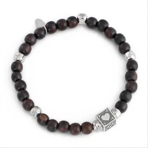 Bracciale Elastico Uomo Amen Be1 In Argento 925 Con Pietre Ebano Marrone - Imagen 1 de 3