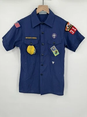 Boy Scouts of America Boys Blue Uniform Button Shirt Venturing BSA Youth Large - Image 1 of 4