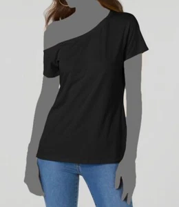 $40 INC International Concepts Women's Black One-Shoulder T-Shirt Top Size S - Picture 1 of 1