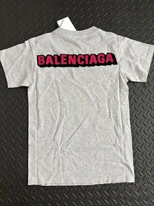 Balenciaga Grey Pink Black Patch Logo T-Shirt Size XS - Picture 1 of 5