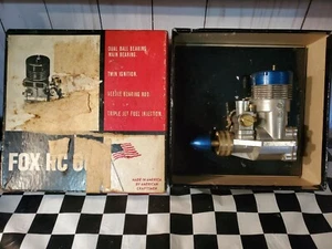 Vintage Fox 60 RC Blue Head Race Model Plane Engine Control Line Airplane w/Box - Picture 1 of 12