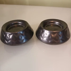 2 x Prinknash Pewter Effect Pottery Tealight Holder Candle 10cm - Picture 1 of 5