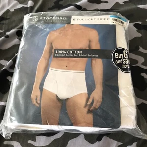 Paquete de 6 calzoncillos Stafford blancos 100 % peinados algodón corte completo 36 LG JCPenny - Imagen 1 de 6
