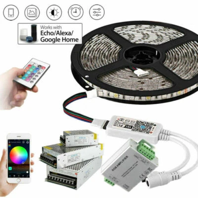 5m 20M WIFI RGB LED Strip waterproof 5050 SMD Diode Tape light remote power set - Image 1 of 4