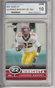 Laurence Maroney , 2006 Sage HIT #22, PGA Gem 10 RC / Minnesota Gophers - Picture 1 of 2