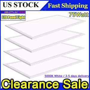 2x4FT LED Flat Panel Light Fixture 5000K Drop Ceiling Office Lights 75W Dimmable - Picture 1 of 12