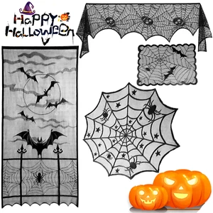 Halloween Vorhang Dekor Indoor Set Mantel Schal Tischdecke Abdeckung Fenster Tür USA - Bild 1 von 22