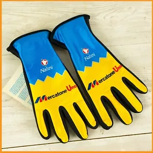 MERCATONE UNO TEAM BIANCHI VINTAGE GLOVES CYCLING ROAD BIKE WINTER SMALL S 90S - Imagen 1 de 7