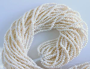 4-4.5mm Natural Freshwater Pearl Potato Full Strand White Ivory Small Beads  - Picture 1 of 4