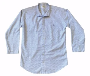 YSL Yves Saint Laurent Light Blue Pattern Long Sleeved Shirt Custom Fit Size M - Picture 1 of 4