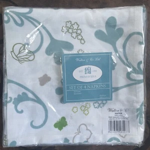 Set of 4 Napkins Multicoloured Floral Butterfly Walton & Co 17x17 Inches - Picture 1 of 5