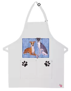 Italian Greyhound Dog Apron Two Pocket Bib Apron with Adj Neck - Picture 1 of 1