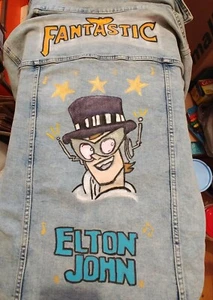 Captain Fantastic Jean Jacket Men's Large New Hand Painted - Picture 1 of 8