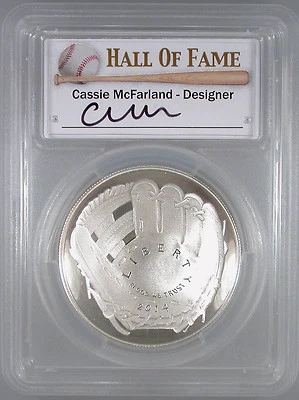 2014P S$1 Baseball Hall of Fame PR-70 DCAM Cassie McFarland First Strike PCGS - Image 1 of 4