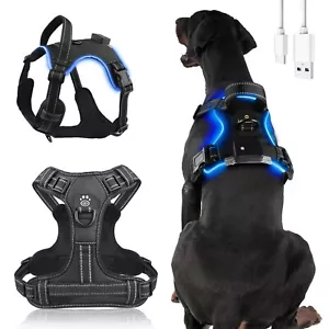 Hundegeschirr Leuchtend Aufladbar, LED Hundegeschirr Verstellbar Reflektierend - Bild 1 von 8