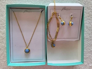 JBLOOM 3-teiliges verpacktes Schmuck-Set: Halskette, Armband Ohrringe mit blauen Steinen - Bild 1 von 2