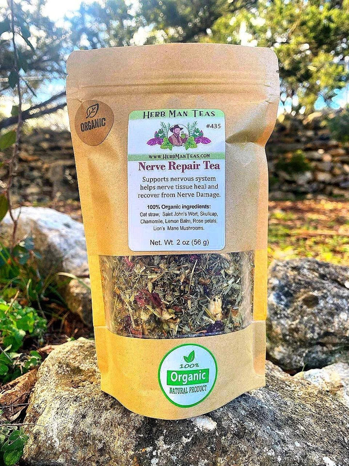 HERB MAN TEAS Nerve Repair Tea with Lion's Mane Mushrooms - to restore damaged nerves