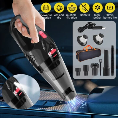 120W Recargable Aspiradora De Mano Para Casa Auto Carro Inalambrica Limpieza LED - Image 1 of 4