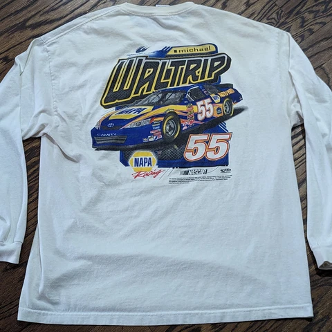 Vintage 90s Michael Waltrip NAPA Auto Parts Long Sleeve SHIRT (XL) 55 NASCAR Cover