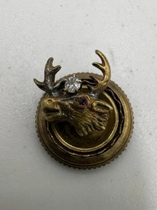 BPOE ELKS LODGE USA VINTAGE 10K GOLD, DIAMOND & GARNET TINY PIN - Picture 1 of 4