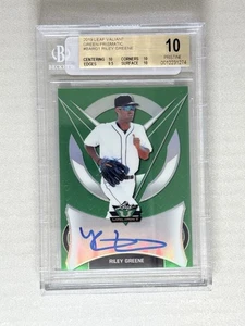 2019 Leaf Valiant Green Prismatic #BARG1 Auto Riley Greene Auto BGS 10 PRISTINE - Picture 1 of 2